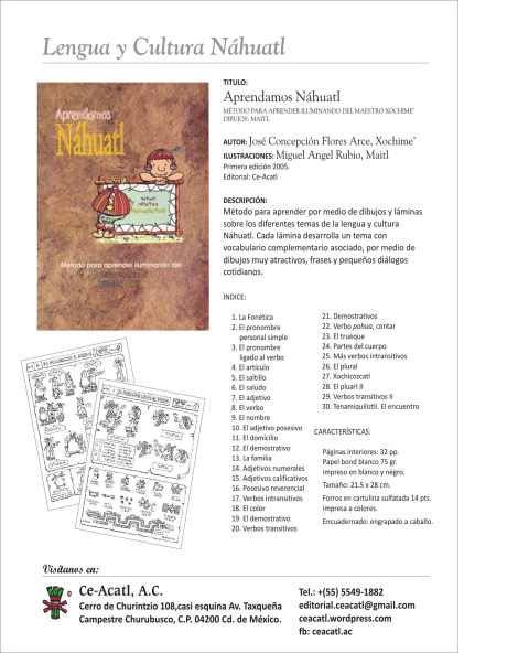 Hoja Informativa Aprendamos Nahuatl